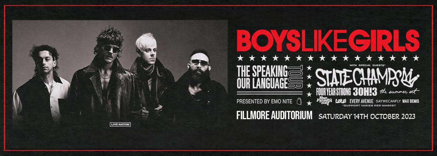 Boys Like Girls Tickets 14th October Fillmore Auditorium at Denver